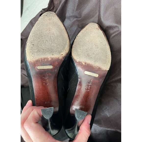 Cole Haan Black High Heel Knee-High Nicole Air Boots Buckle Detail Size 8.5 - Picture 11 of 13